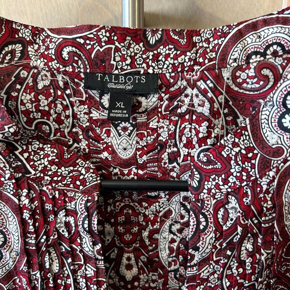 Talbots Pull Over Pintuck Paisley Print with Sequins Blouse XL - Picture 5 of 11